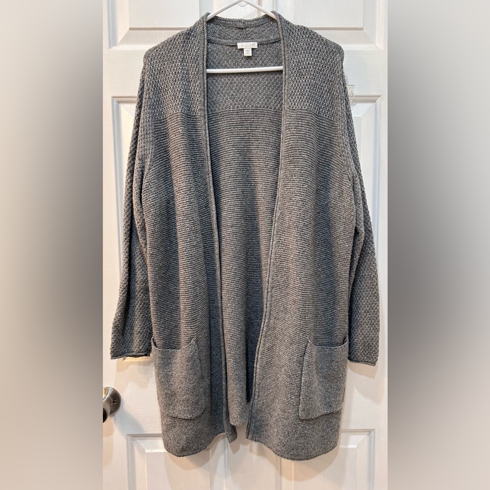 J. Jill Wool Infused Long Line Cardigan Sz‎ 1X Classic Mature Boho Preppy Office